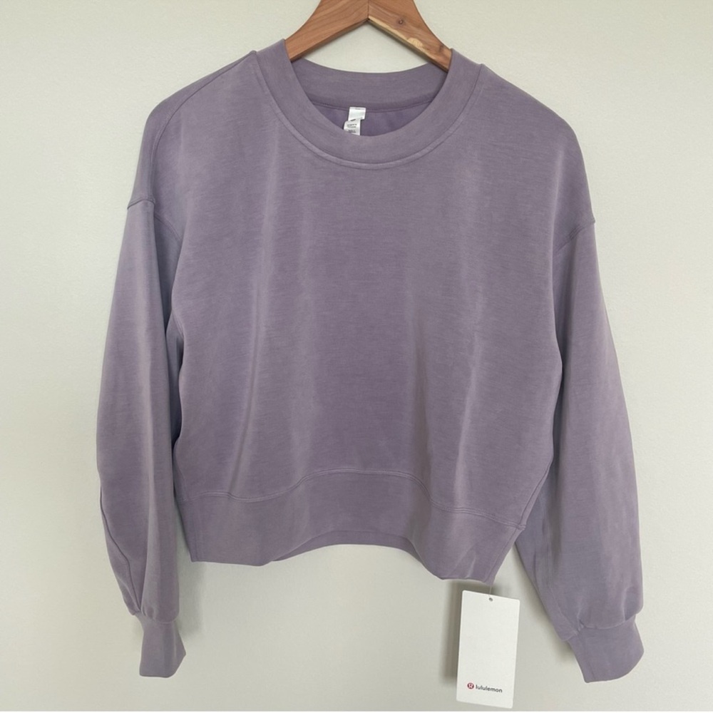 NWT Lululemon Perfectly Oversized Cropped Crew *Softstreme Purple Ash Size 2 - Picture 1 of 8